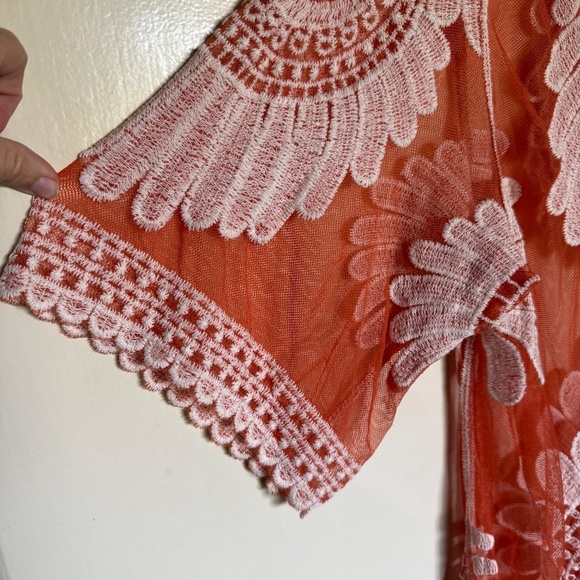 NWT Siren Lily Maternity Sheer Embroidered Kimono Duster Cover Up Size Large - Picture 4 of 12